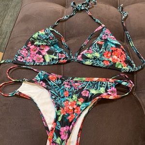 Caged Floral Bikini Set no Padding XL NEW